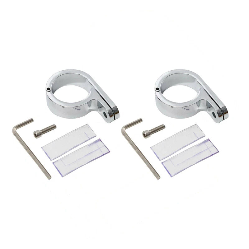 2X 1 1/4" 32mm Chrome Handlebar Mounts Clamp for Harley (Universal)