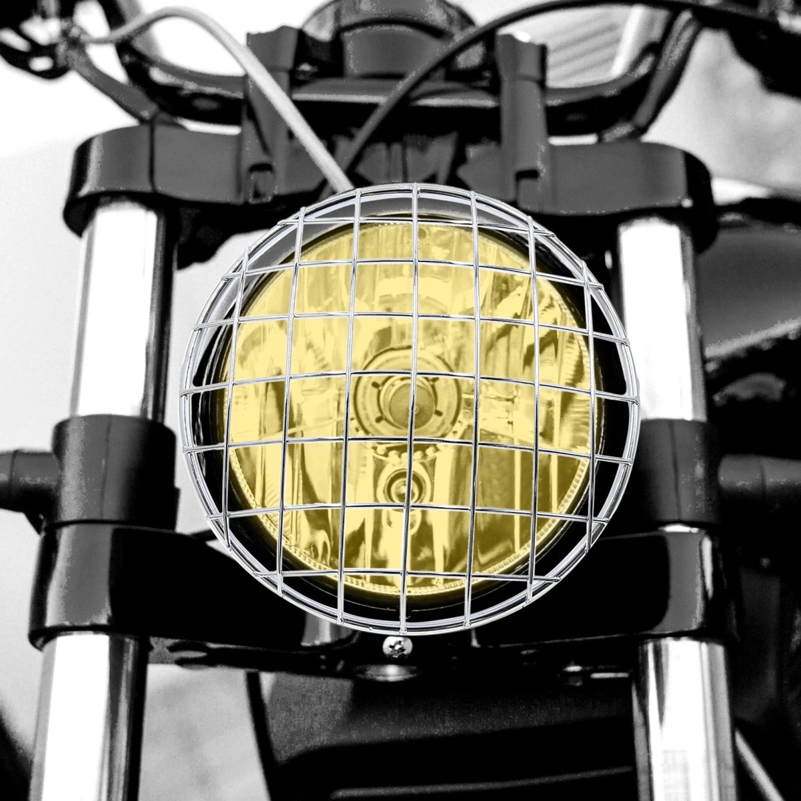 7.8" Chrome Plating Metal Headlight Mesh Grill for Harley