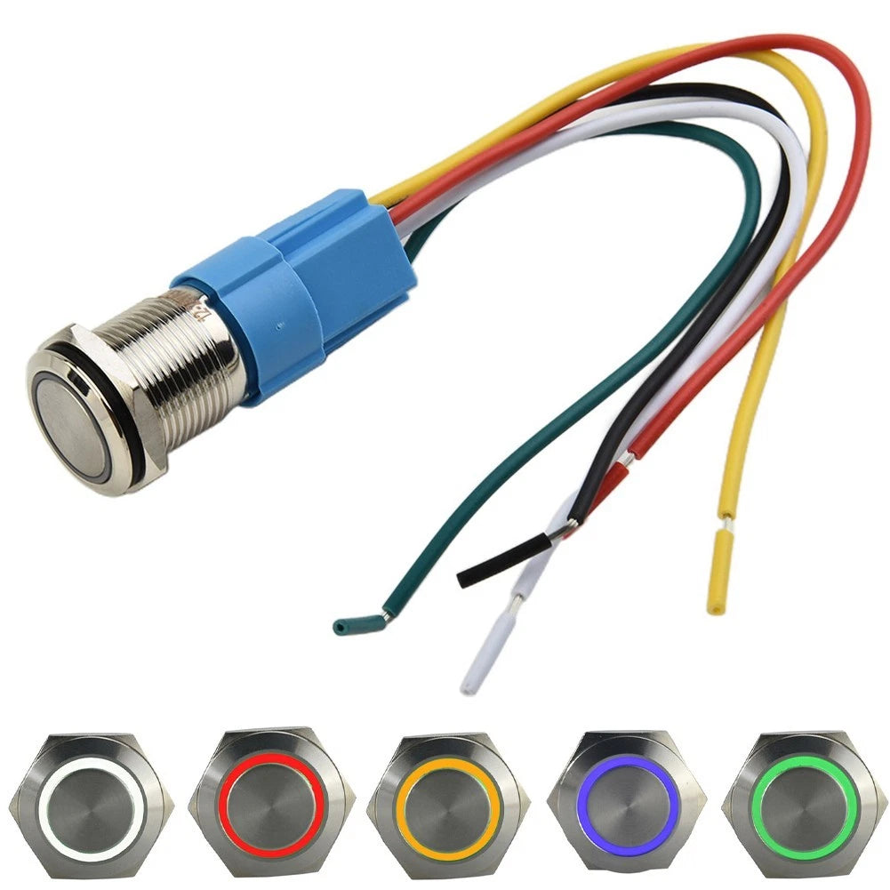 19mm Latching Push Button Switch for Universal Applications (12V DC)