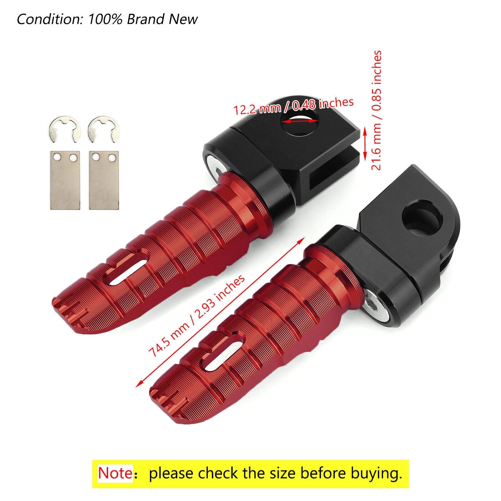 Front Footrests Foot Pegs for Kawasaki Z300 Z400 Z650 Z800 Z900 Z1000 (2013–2023) Red T9
