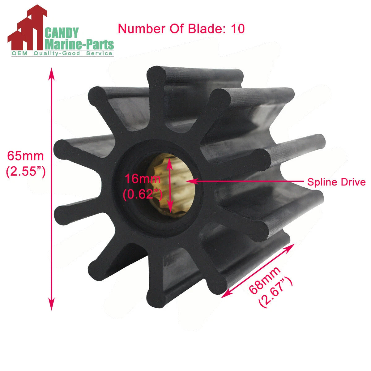 Sea Water Pump Impeller Repair for Mercruiser (11593-46090, Jabsco 31130-0061)
