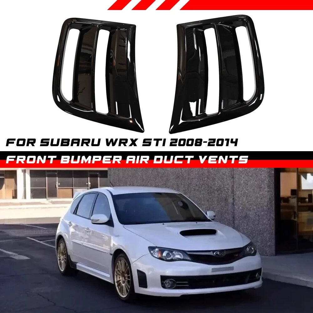 Gloss Black Front Bumper Side Air Vent Cover for Subaru STI WRX (2008–2014)