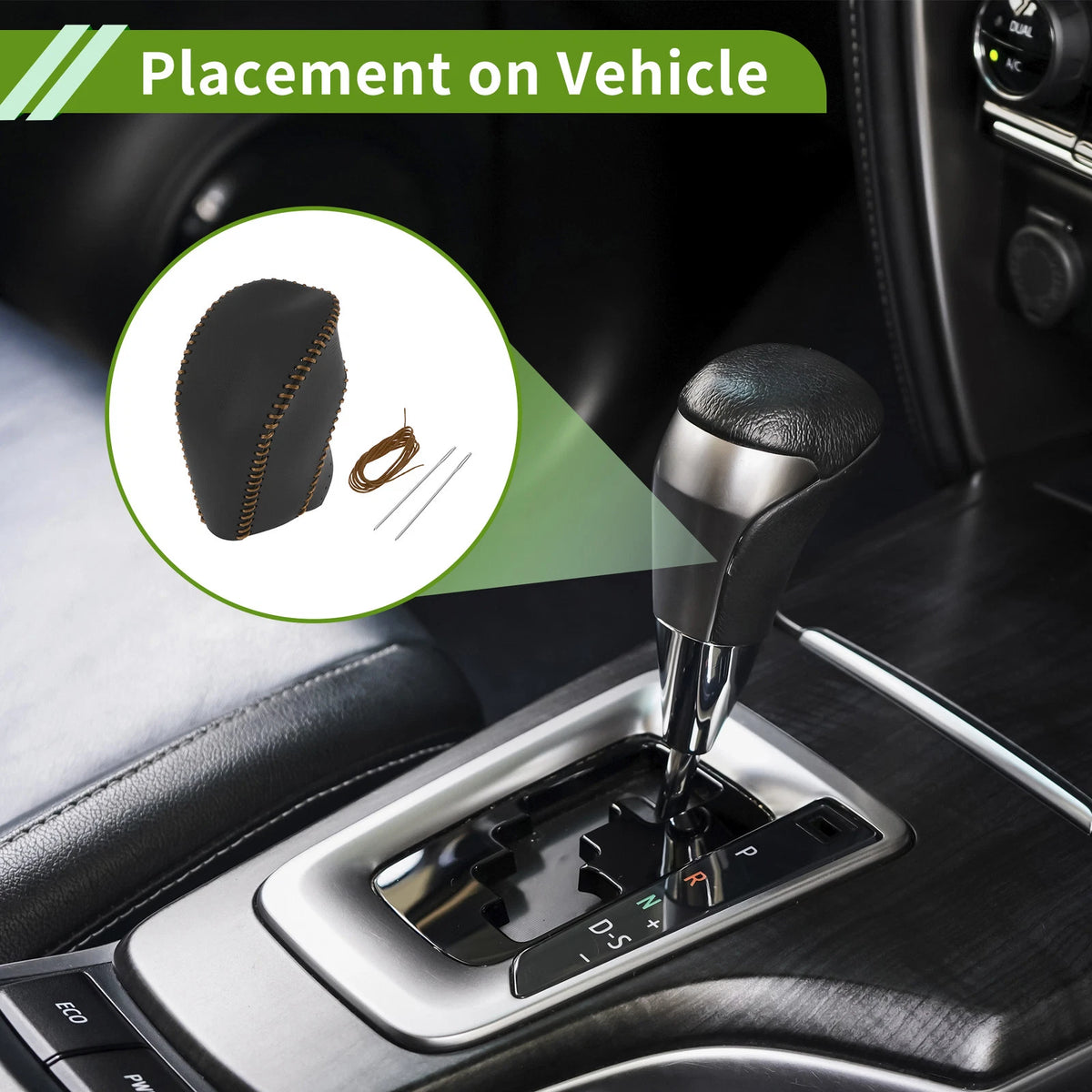 Gear Shift Knob Cover for Toyota Highlander (2008–2013) Black Brown