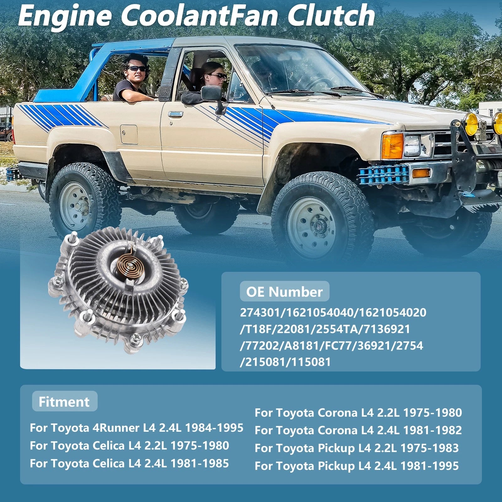 Engine Cooling Fan Clutch for Toyota 4Runner (1984–1995) L4 2.4L