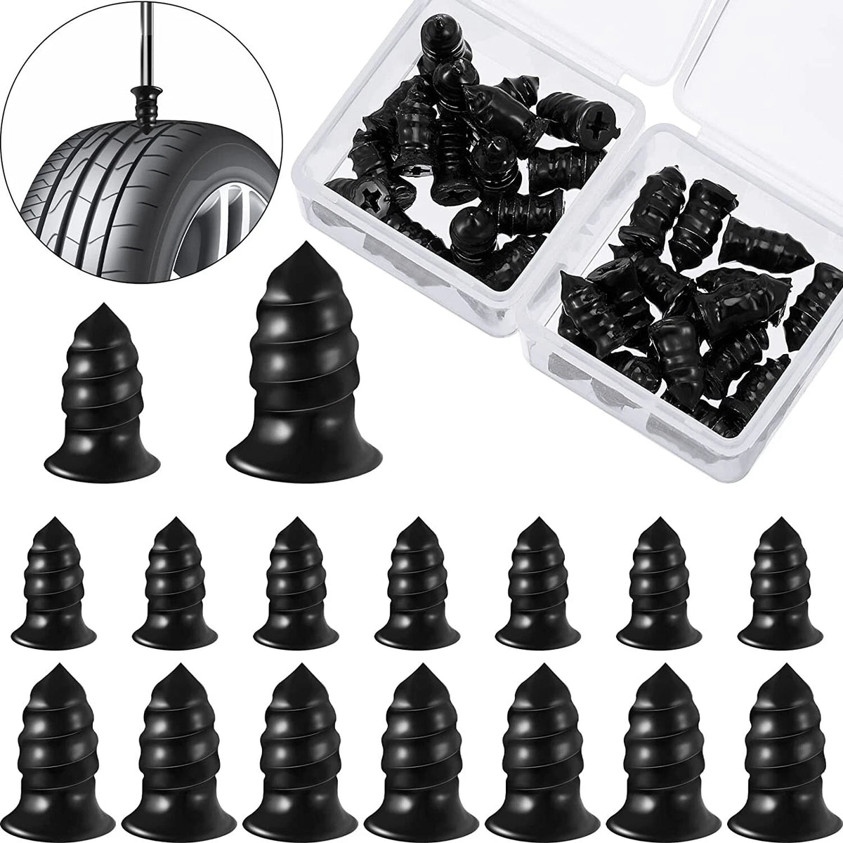 Tire Repair Rubber Screw Nails + Screwdriver Tool Set for Cars (Universal)