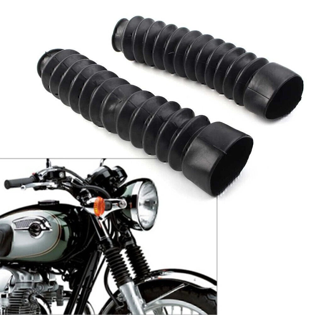 2x Motorcycle Universal Rubber Front Fork Dust Cover Boots Shock Absorber Black