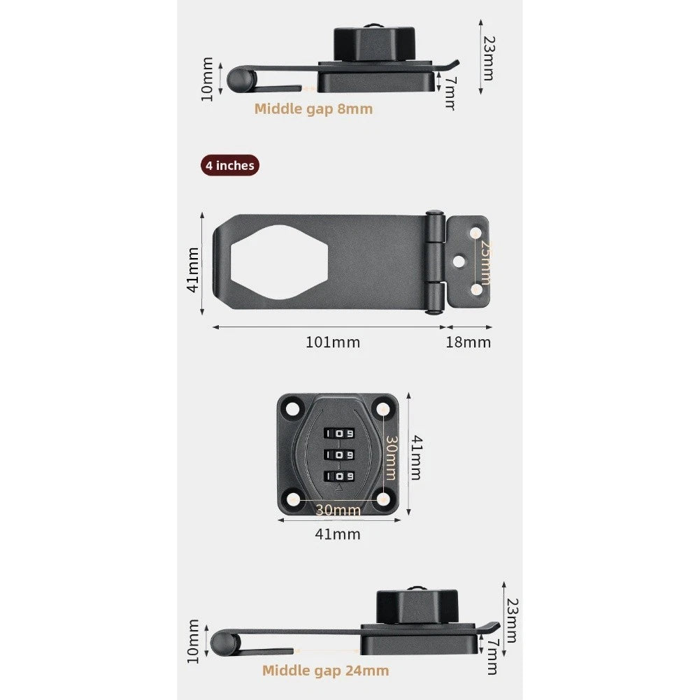 Keyless Security Combination Lock for Cabinets - Zinc Alloy Construction