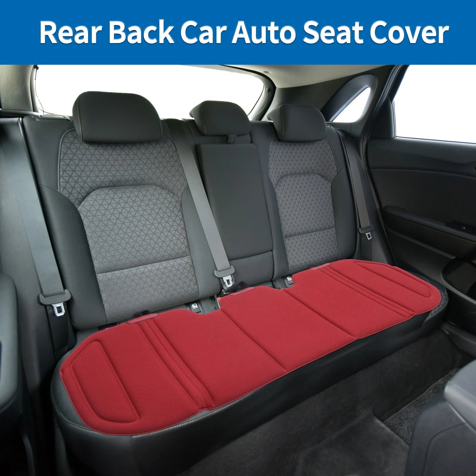 Back Seat Cover for - Wine Red Polyester Non-Slip