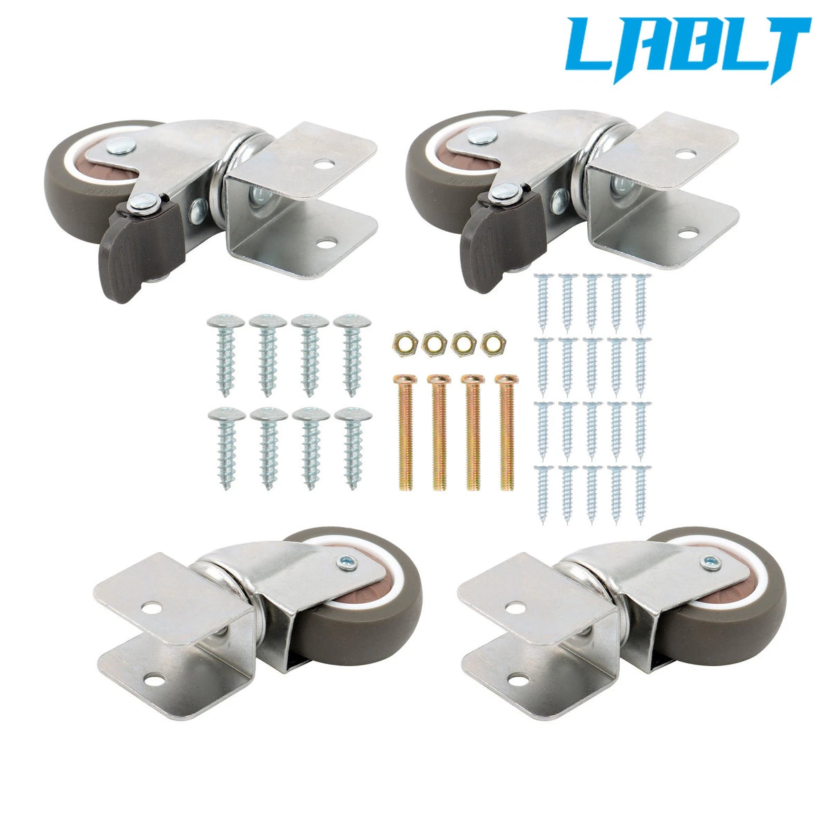 Set of 4 Heavy Duty 2" U Bracket Caster Wheels with Brake