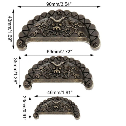 Set of 4 Antique Bronze Dragon Pattern Drawer Shell Knobs for Cabinet (N/A)