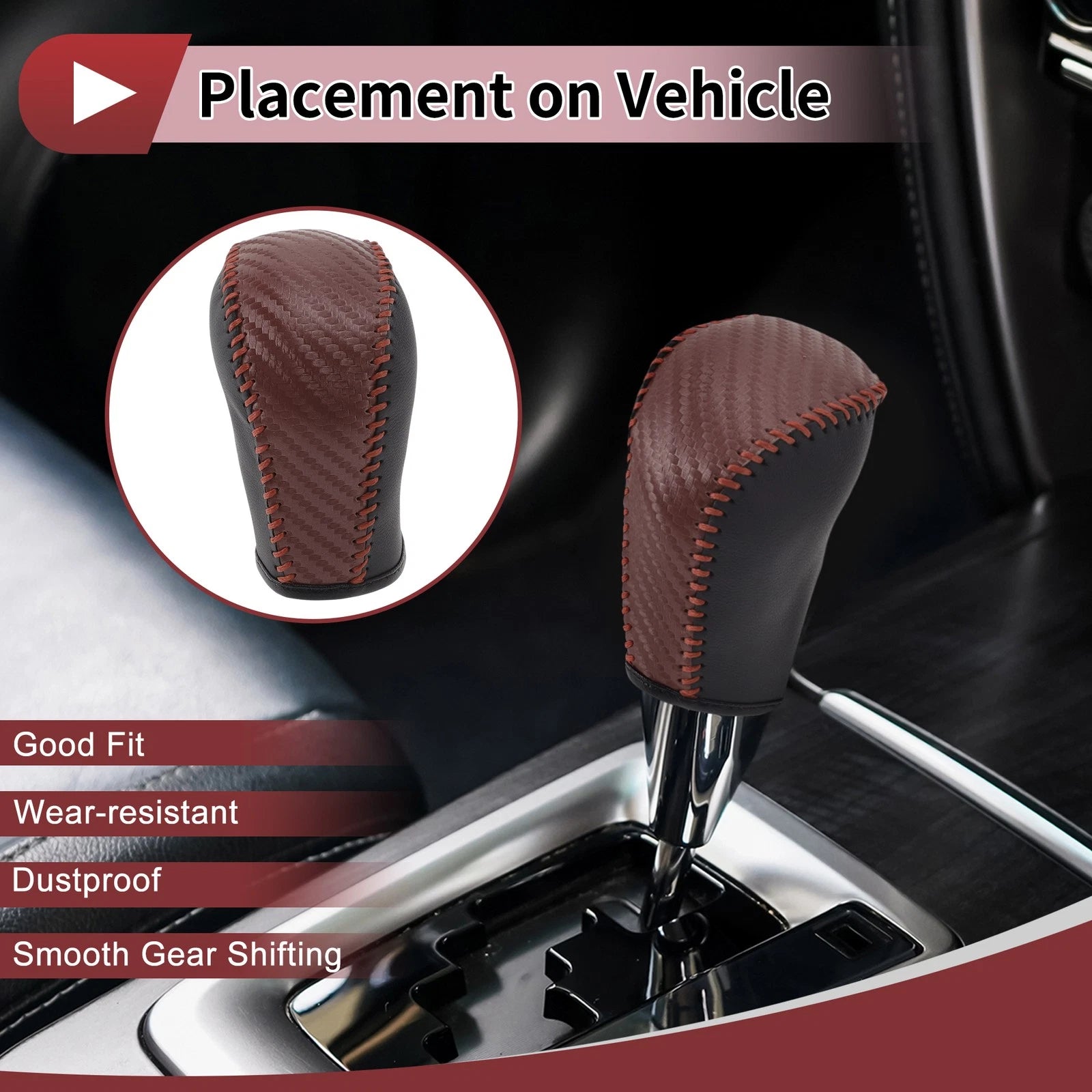 Gear Shift Knob Cover Replacement for Subaru Forester (2006–2012) Brown