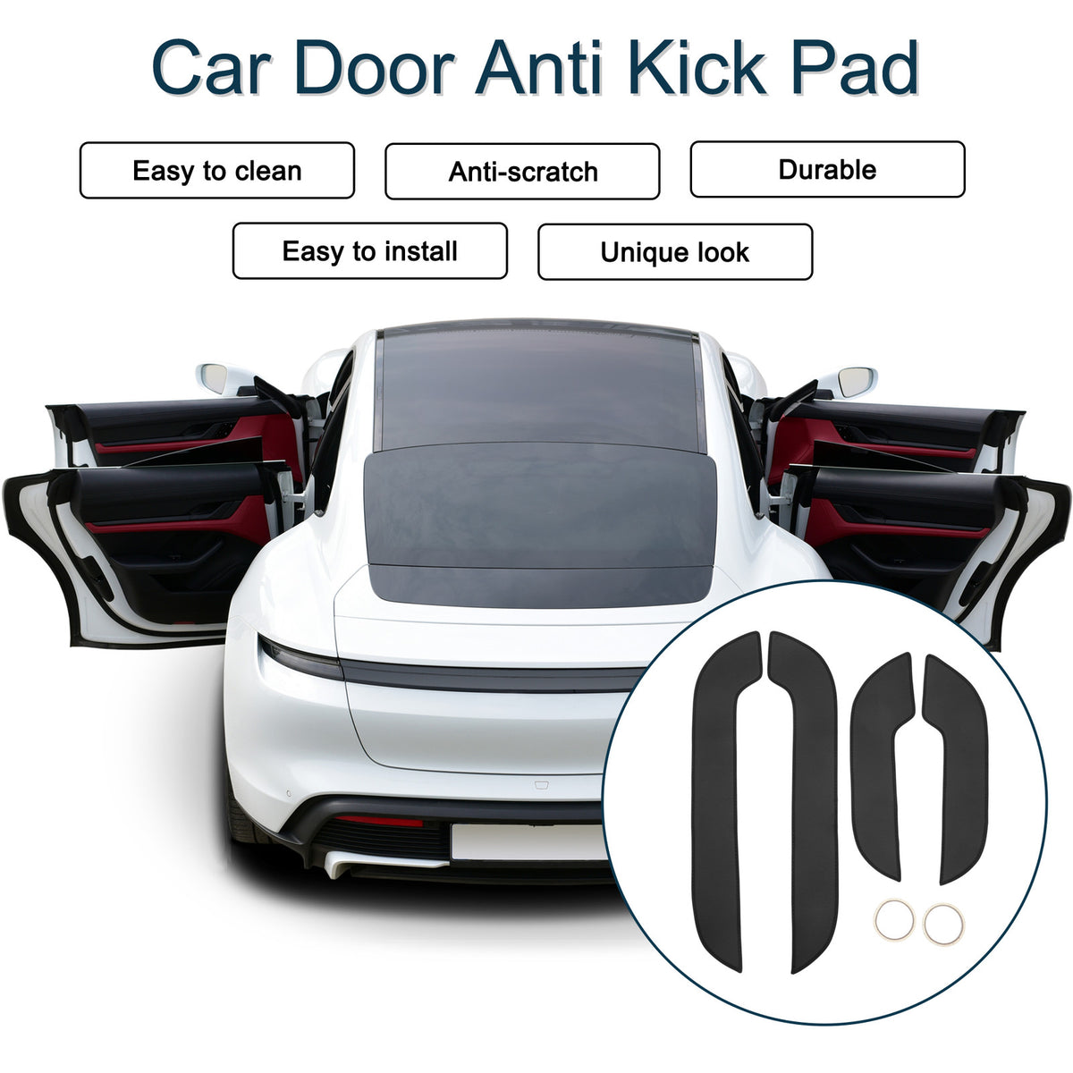 Door Anti Kick Pad Protector Sticker for Lexus NX300 2015–2020 Black Set