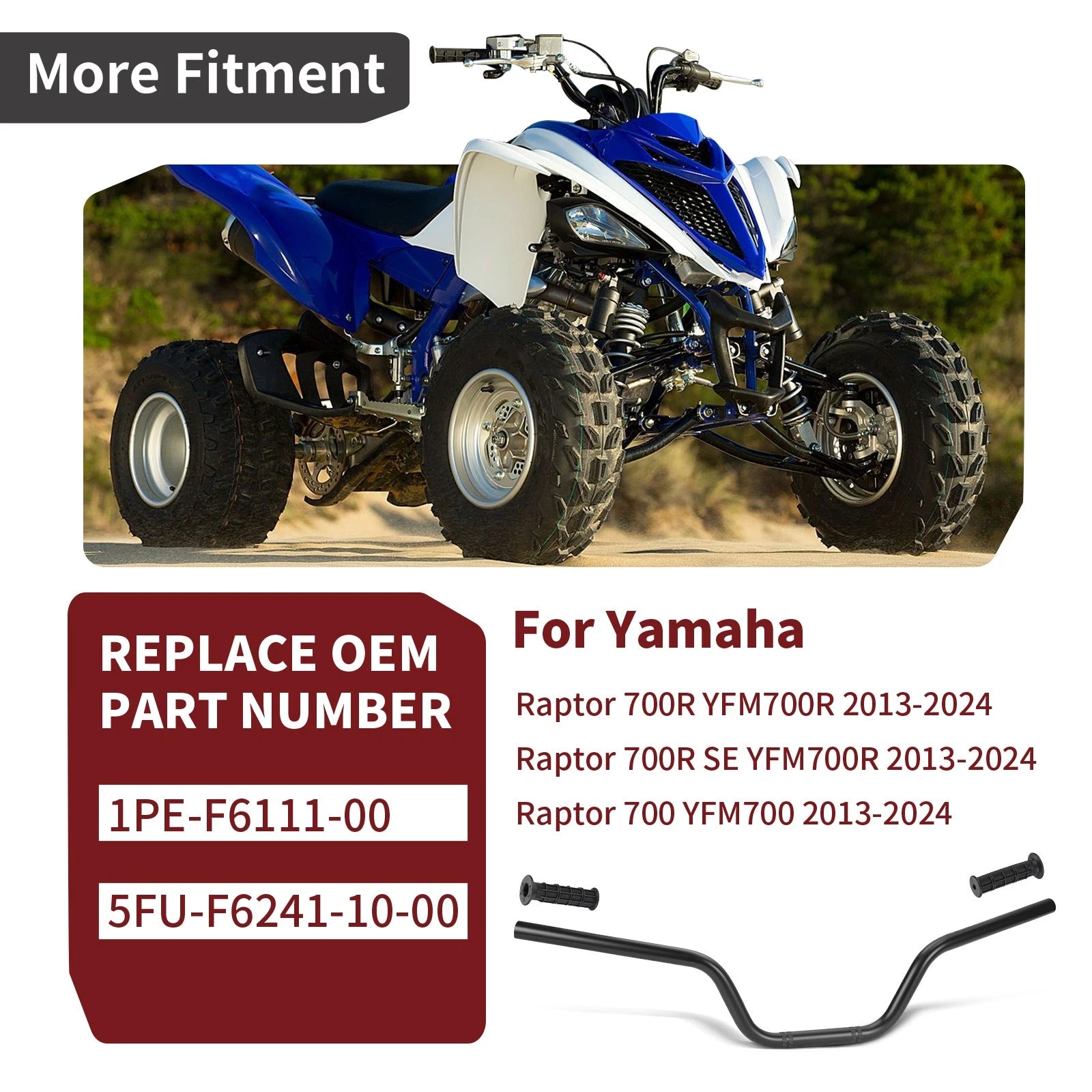 Handlebar and Grips for Yamaha Raptor 700R SE YFM700R (2013–2024) #1PE-F6111-00-00