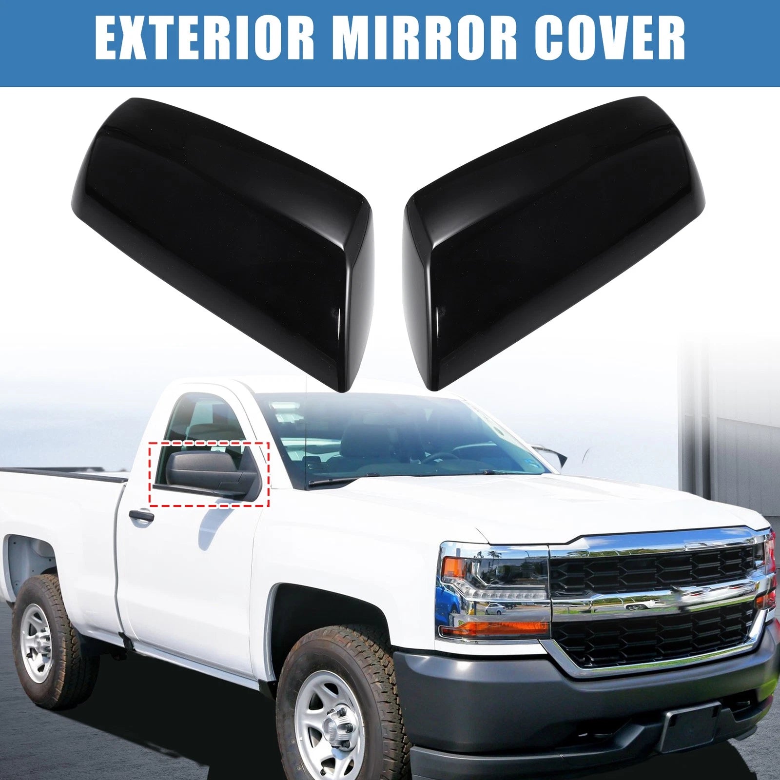 1 Pair Rear Mirror Covers for Silverado 1500 (2014–2019)