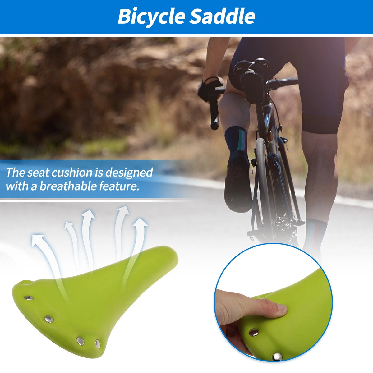Bike Seat Cushion for Bicycle (Waterproof, Comfortable, Green)