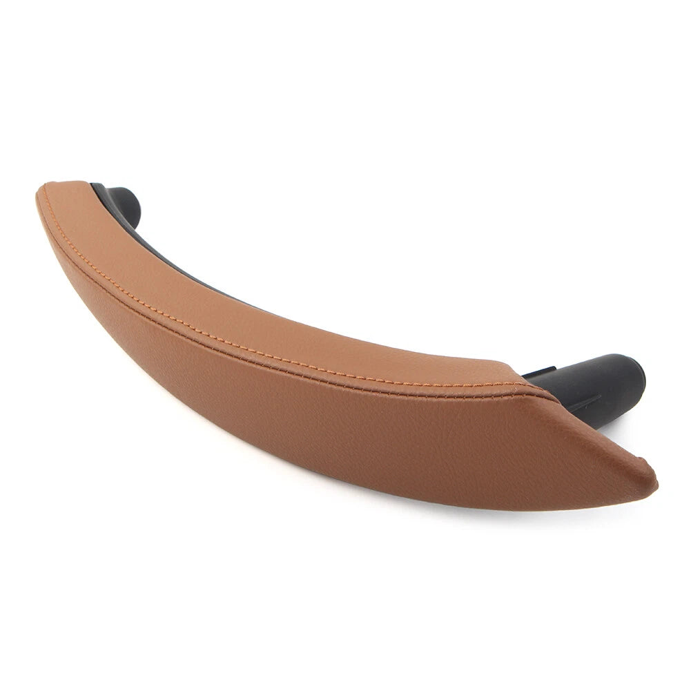 1Pcs Door Trim Pull Handle Right Side Real Leather for BMW X5 X6 E70 saddlebrown