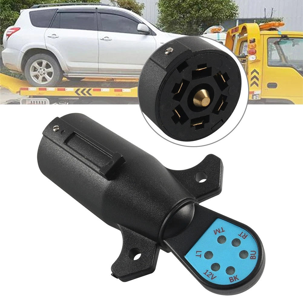 7-Way RV Boat Blade Trailer Light Circuit Tester Connector Adapter Plug