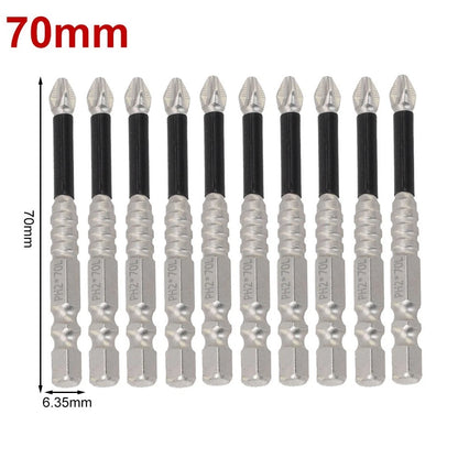 10-Piece Cross Magnetic Screwdriver Bit Set - Alloy Steel