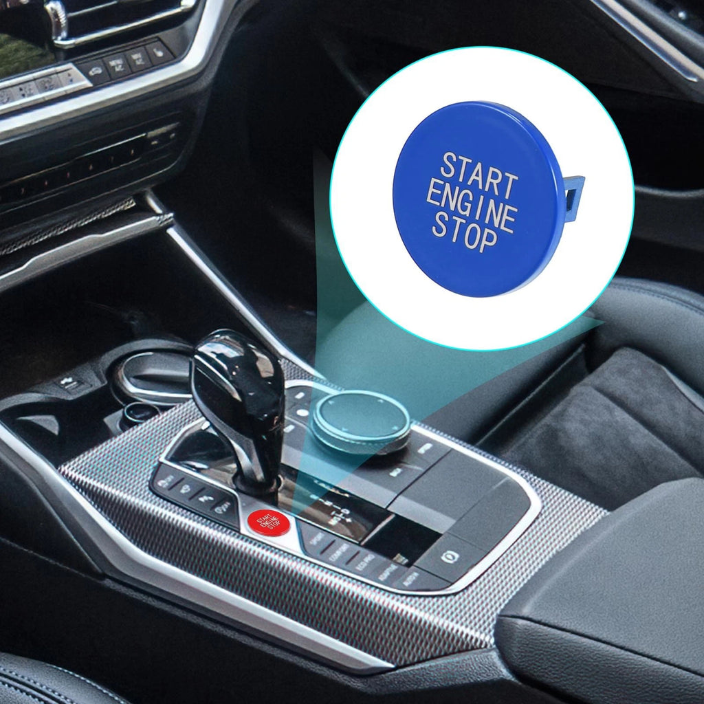 Ignition Push Start Stop Button Cover Trim for BMW Blue Car Engine ABS (2010–2023)