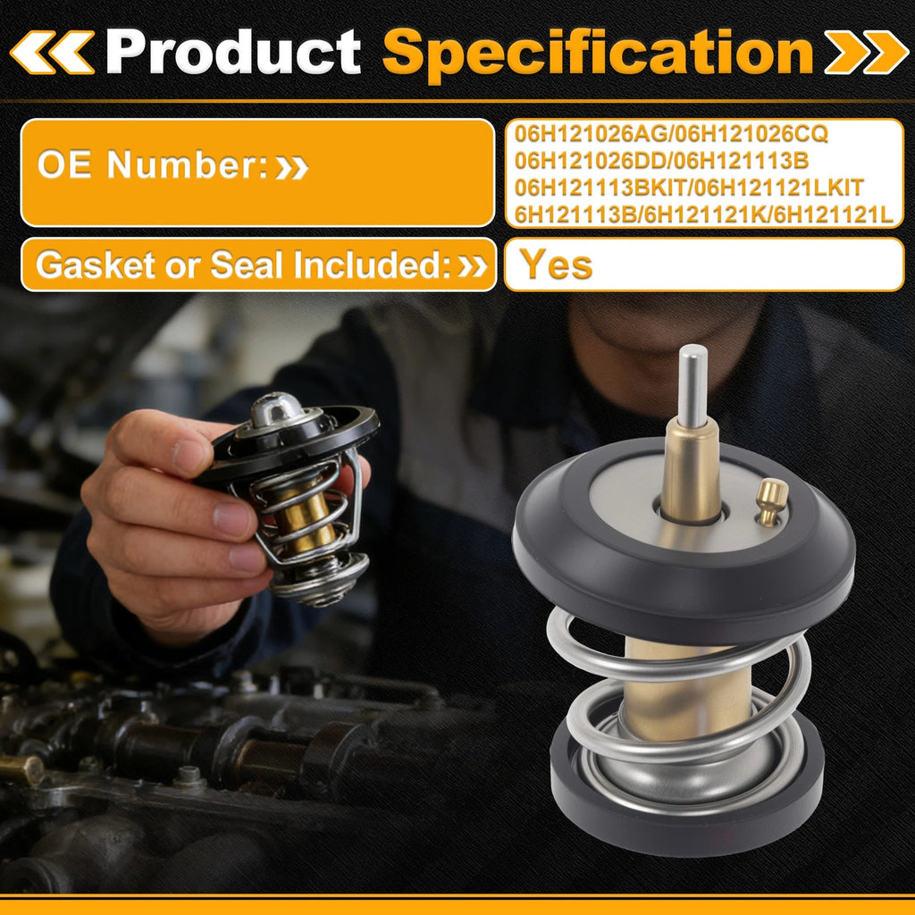 Engine Coolant Thermostat OEM Replacement with Gasket for Audi A3 (2010–2011)