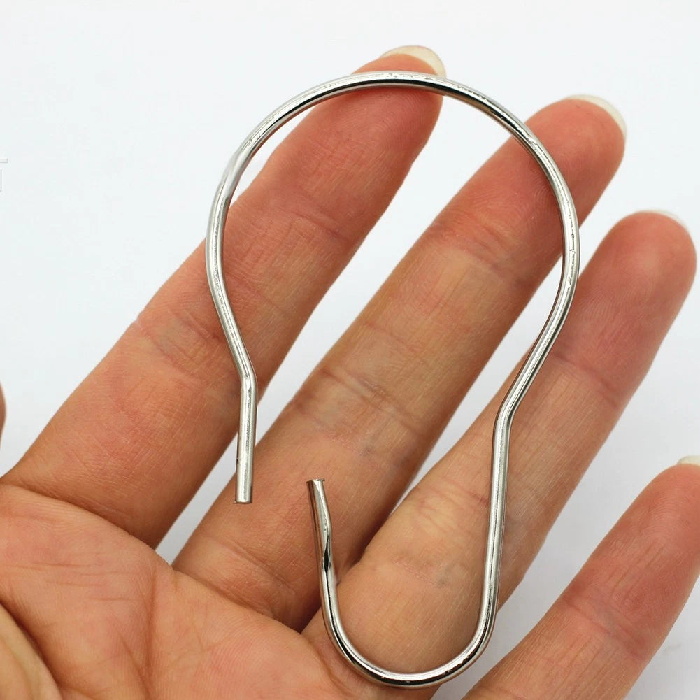 12X Stainless Steel Curtain Hooks for Bathroom Shower Rod