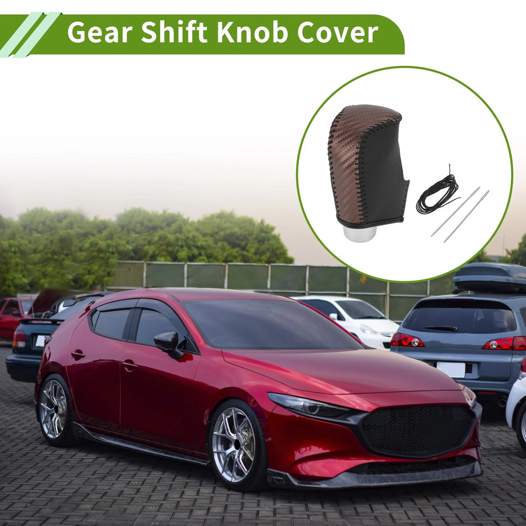 Gear Shift Knob Cover Replacement for Mazda 3 (2014–2018) Brown Carbon Fiber