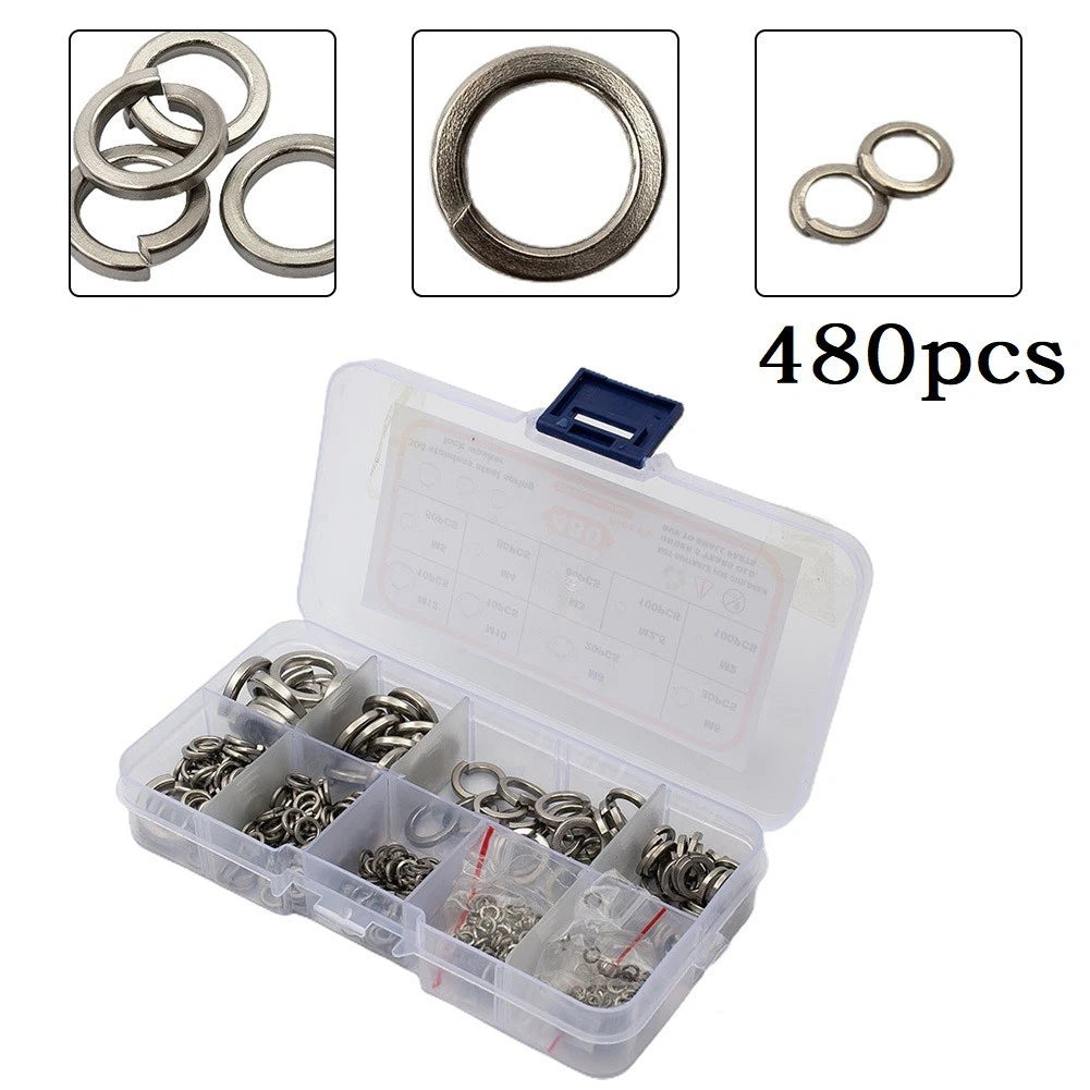 Set of 9 Spring Lock Washers M2-Split Lock 304 Stainless Steel