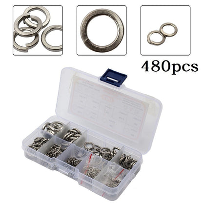 Set of 9 Spring Lock Washers M2-Split Lock 304 Stainless Steel