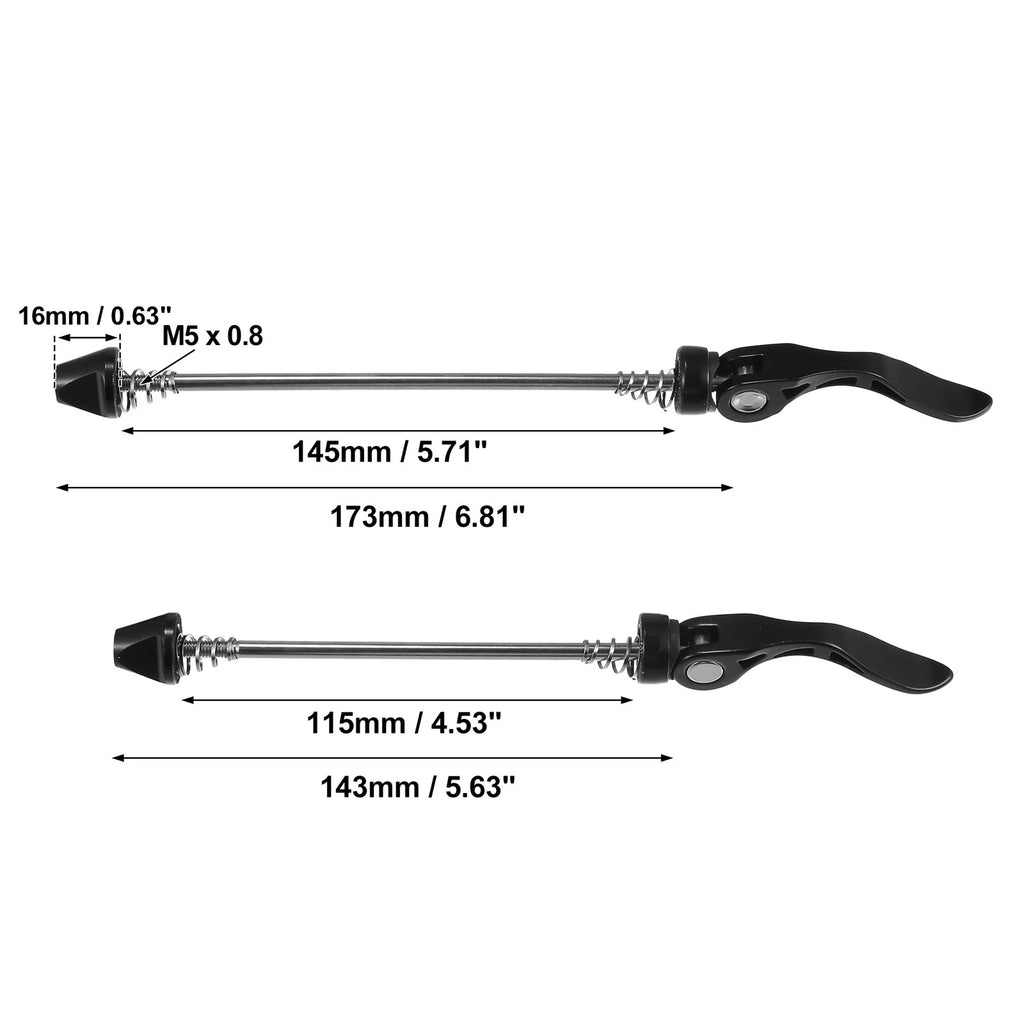 Bicycle Quick Release Axle Set Replacement for Front Rear 143mm 173mm (Black)