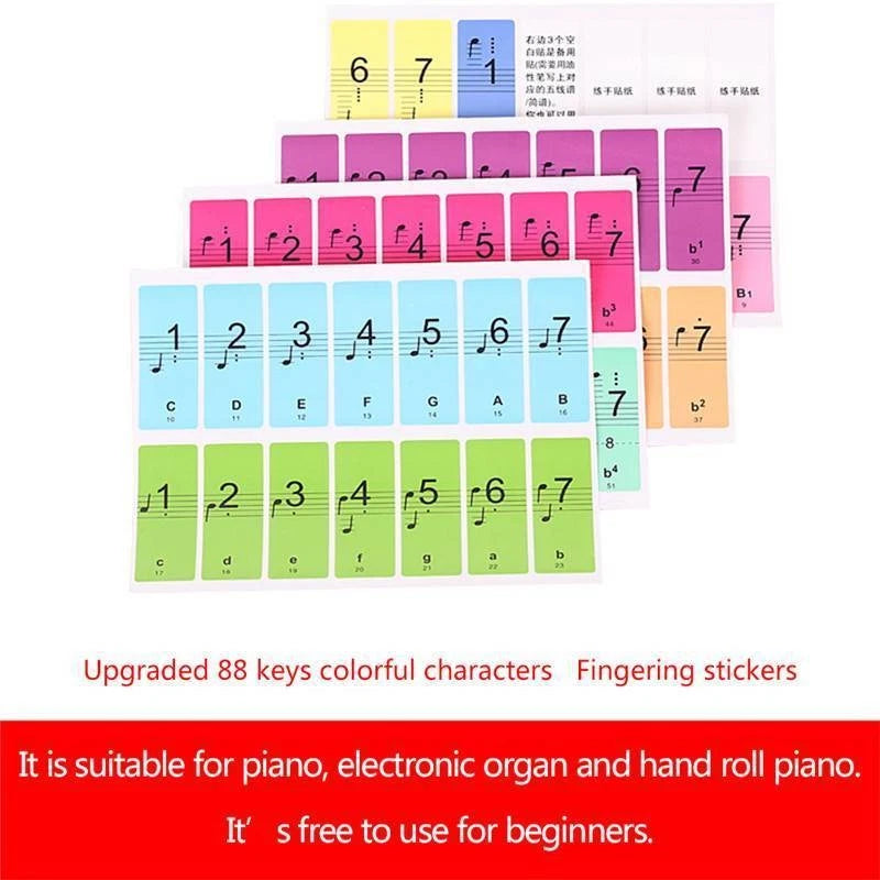 Piano Stickers for 88-Key Electronic Keyboard (Removable Labels)