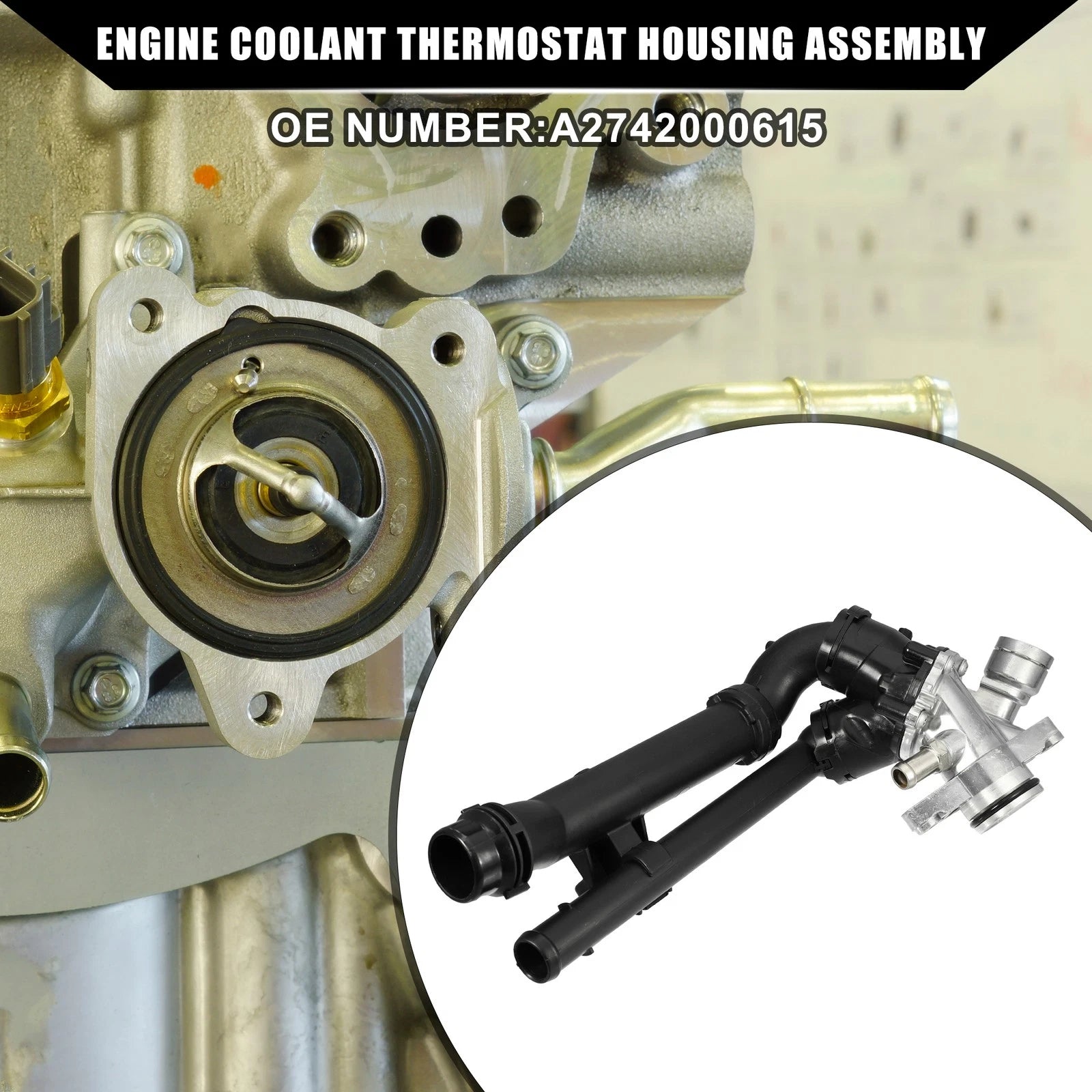 Engine Coolant Thermostat Housing Assembly OEM Replacement for Mercedes-Benz CLA45 (2016–2019)