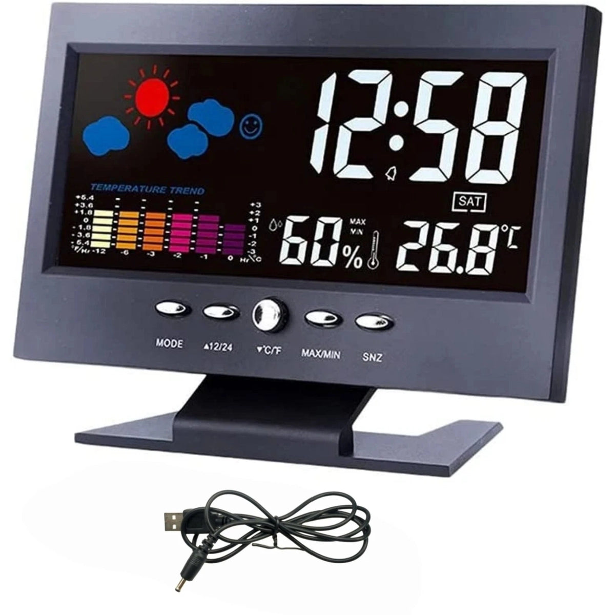 LED Digital Clock with Temperature & Humidity Display for Universal Use