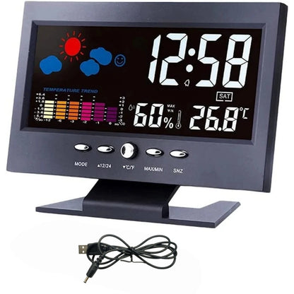 LED Digital Clock with Temperature & Humidity Display for Universal Use