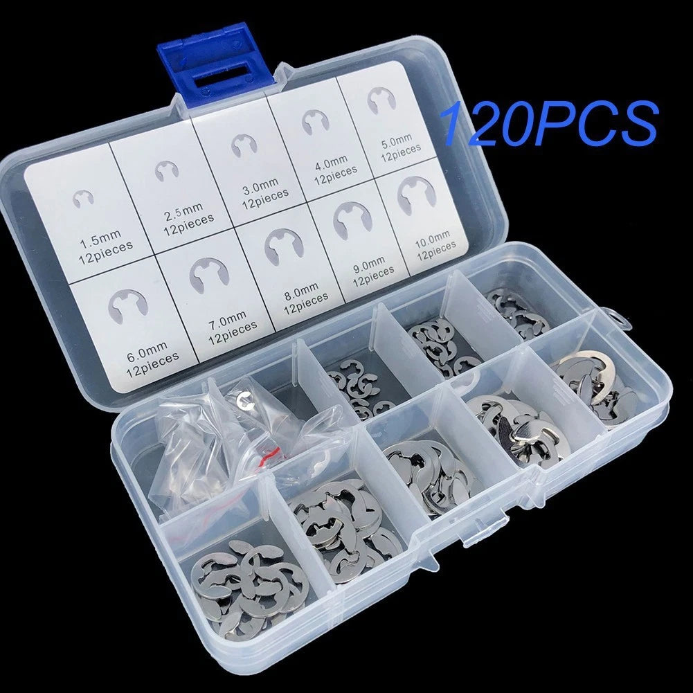 Set of 10 Snap Ring E Clips 1.5mm, 3.5mm, 12mm