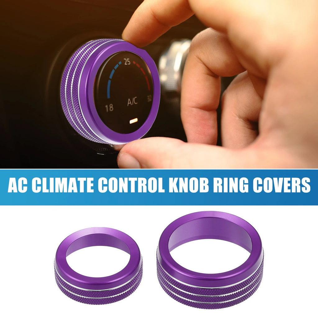 AC Radio Switch Knob Cover Decals for Dodge Durango (2014–2020) Purple Set