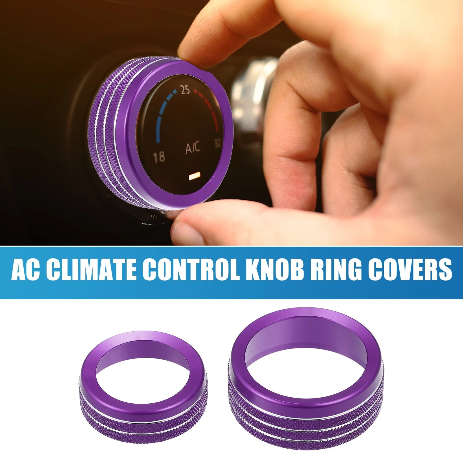 AC Radio Switch Knob Cover Decals for Dodge Durango (2014–2020) Purple Set
