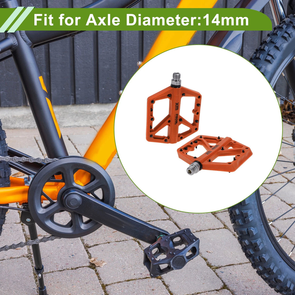 Nylon Bicycle Pedals Non Slip 1 Pair Fit 14mm Axles for Universal Use