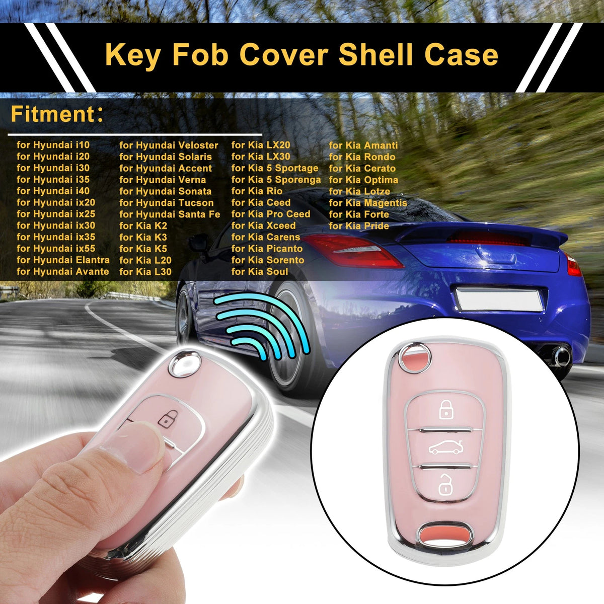 Car Key Case Replacement for Hyundai i10 i20 i30 i35 i40 ix20 ix25 ix30 (2010–2018)