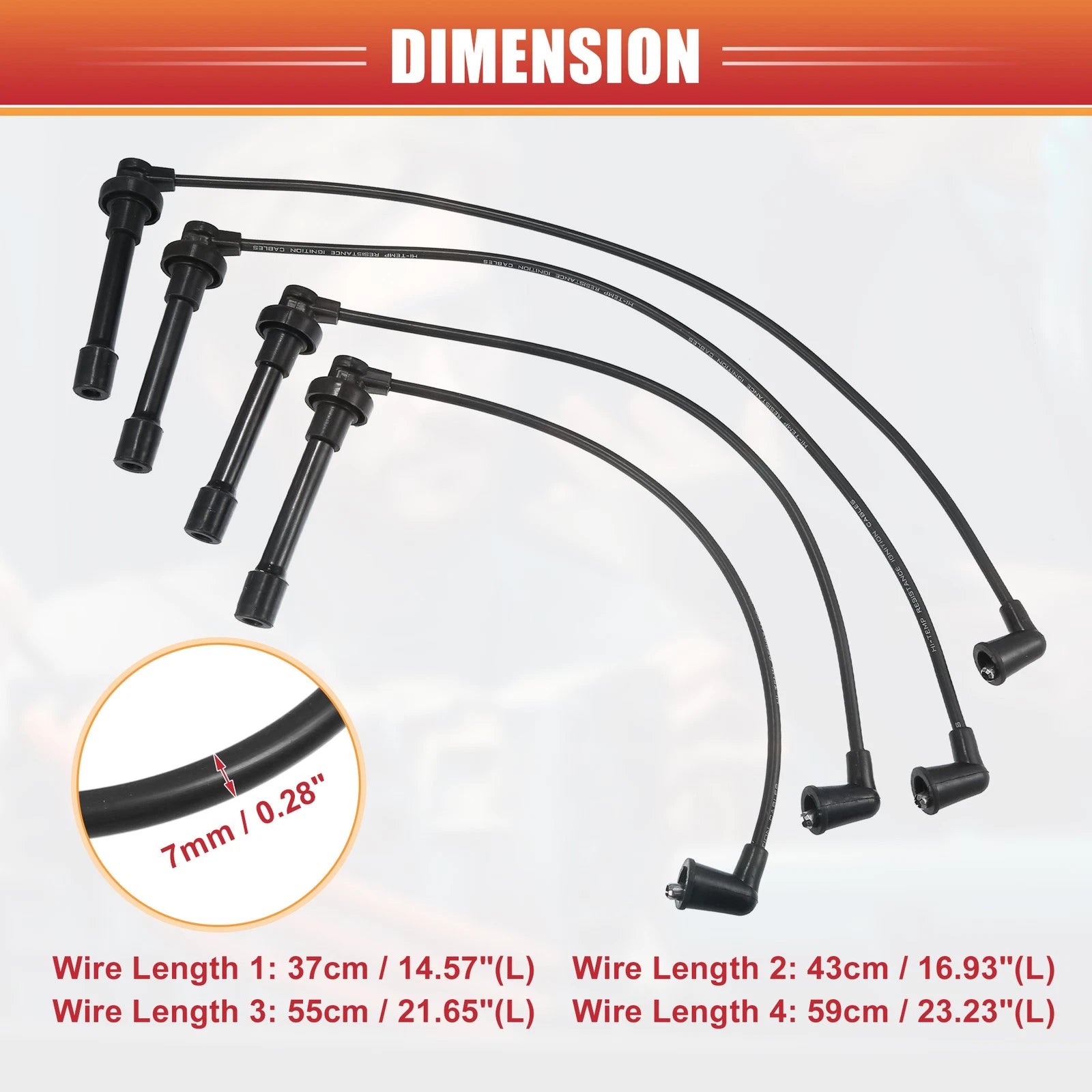4PC Ignition Coil Spark Plug Wire Set for Honda Civic (1991–1995)