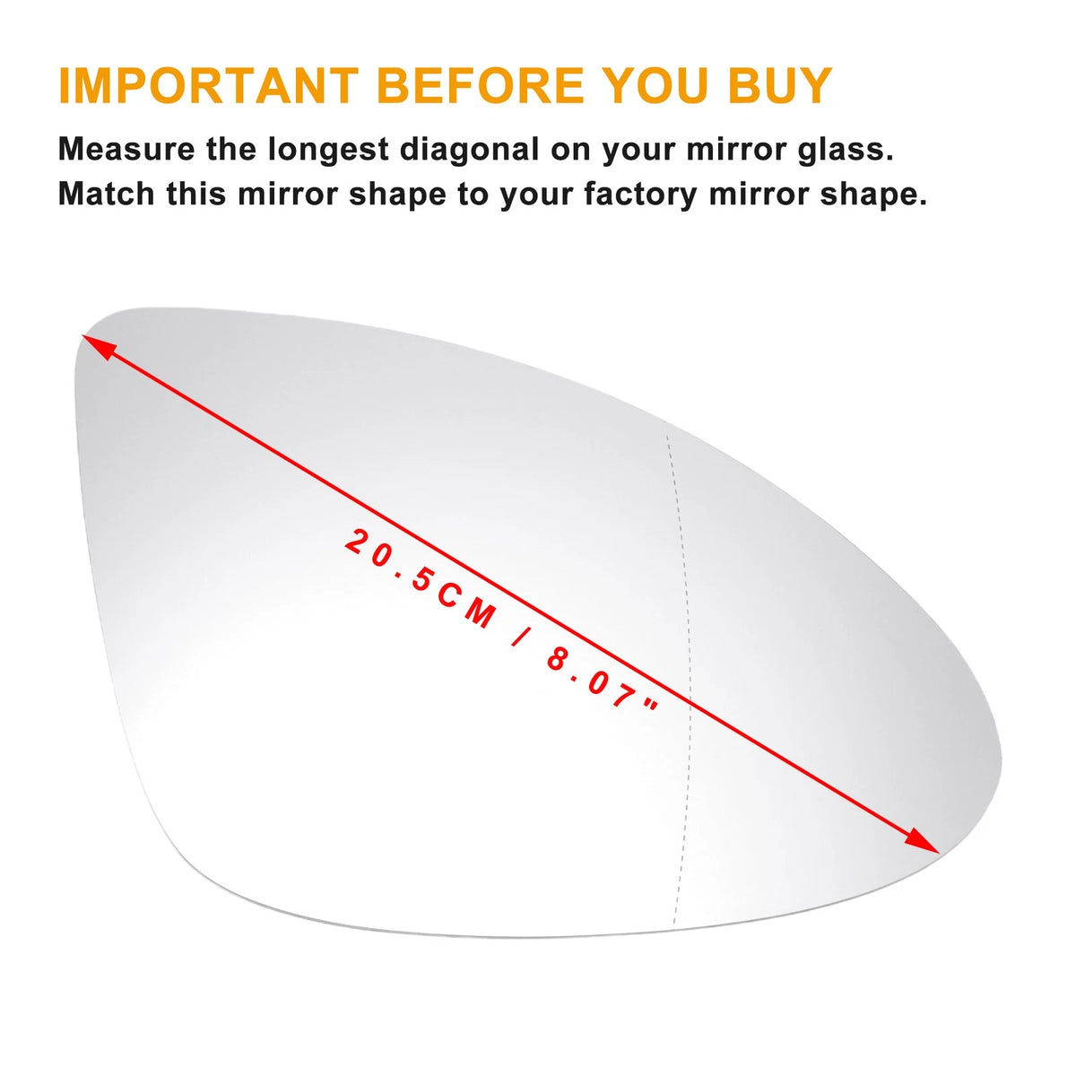 Right Side Heated White Mirror Glass for Porsche Cayman (2013–2016)