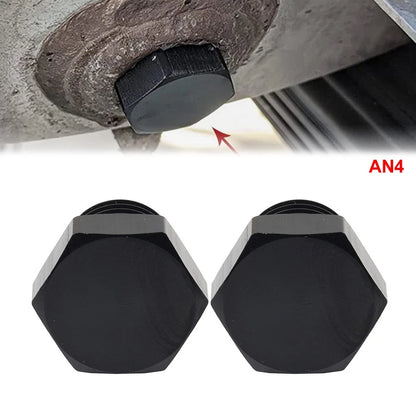 2Pcs Aluminum 4AN AN4 Block Off Cap ORB Plug Male Fitting Adapters