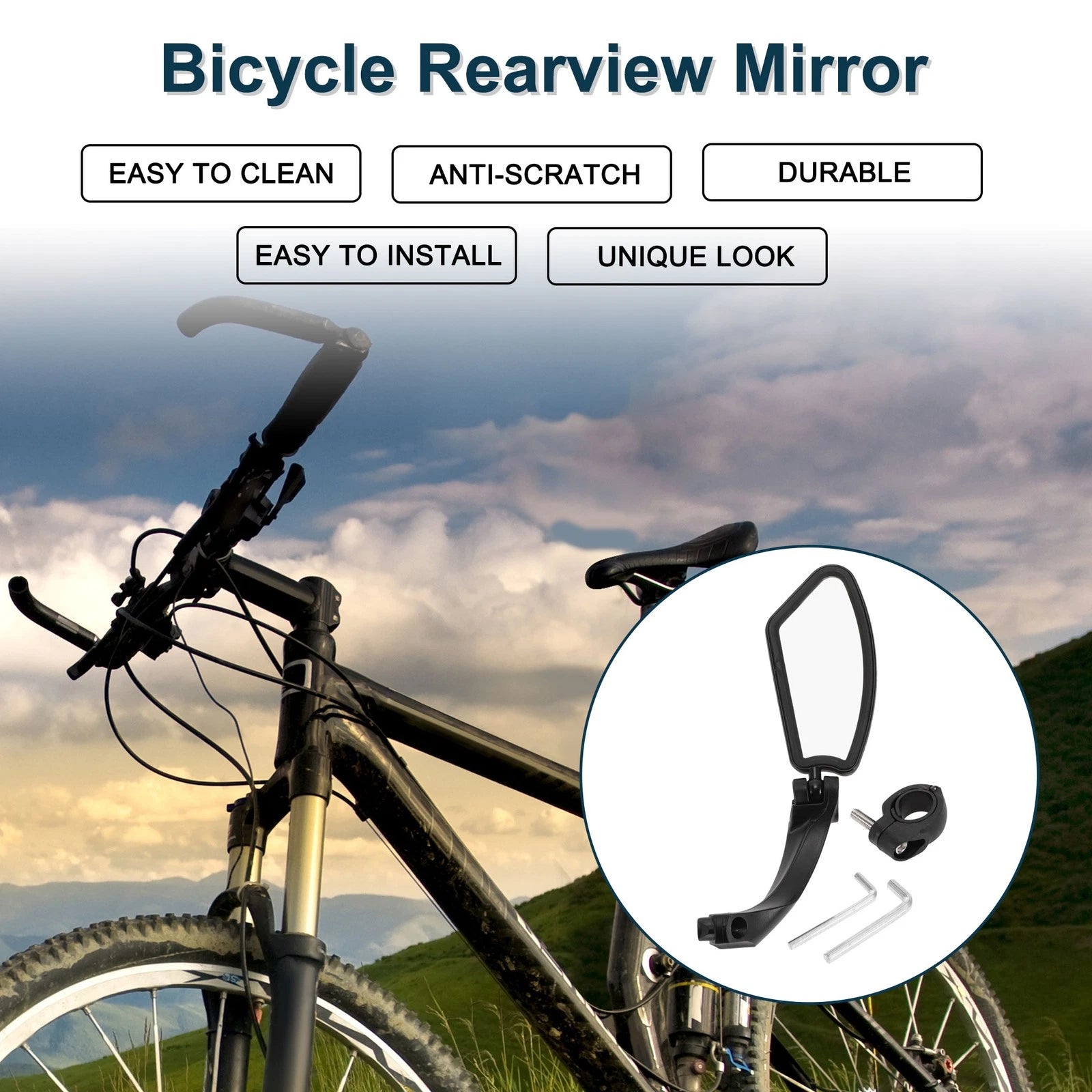 Rearview Bicycle Mirror 11.2x4.5cm Left for Mountain Road Bike (1Set)