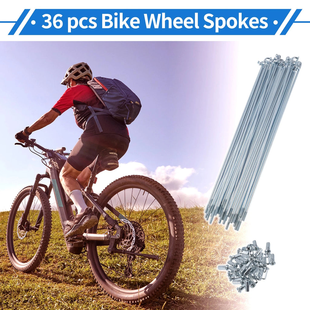 Bicycle Spokes Nipple Set 205mm Carbon Steel Galvanized Universal (1 Set)
