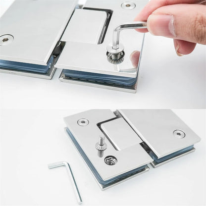 2X 180° Stainless Steel Shower Screen Hinges for Frameless Doors