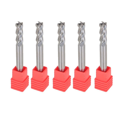 5 Pcs 1/4" 4 Flute Carbide End Mill TiALN Coated (2-1/2" Overall Length)
