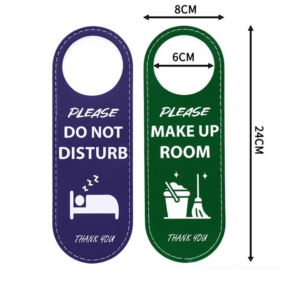 Do Not Disturb PU Leather Door Sign for Hotel Guests (Double Sided)