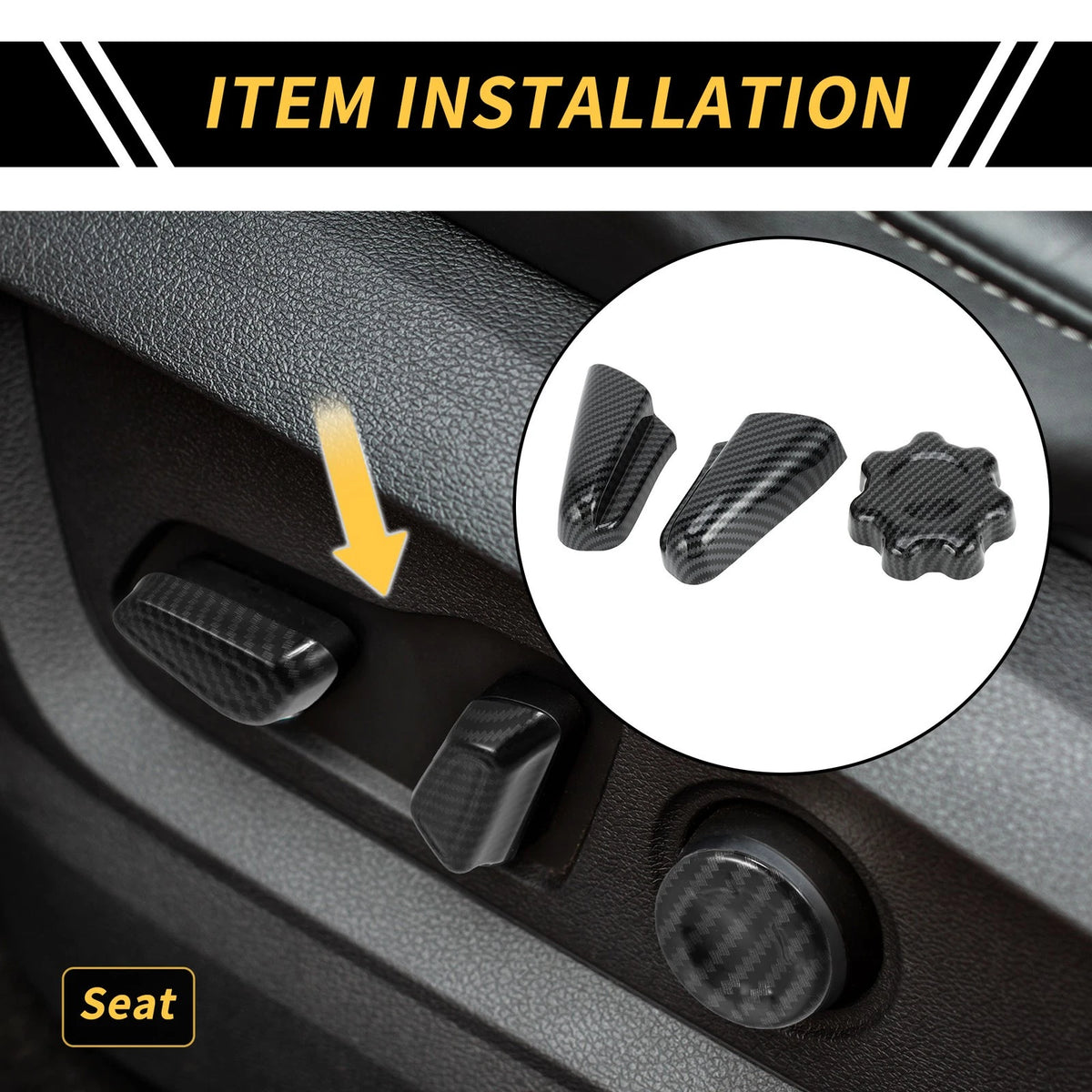 Seat Switch Control Button Trim Set Carbon Fiber for Toyota Tacoma (2016–2023)