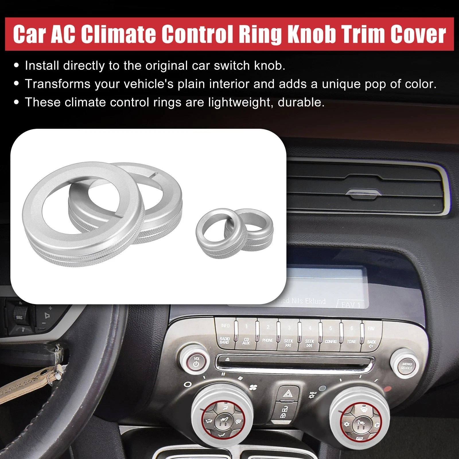 Center Control Ring Knob Cover Replacement for Chevrolet (4pcs) (2005–2015)