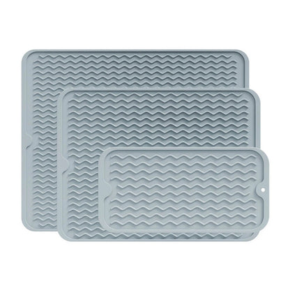 3pcs Silicone Drain Mat for Dish Drying Countertop Protection 450F