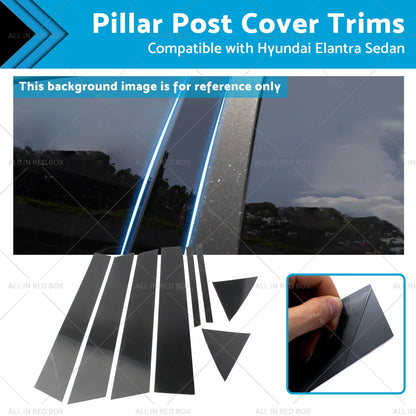 8PCS Black Pillar Post Cover Trims for Hyundai Elantra Sedan (2017–2020)